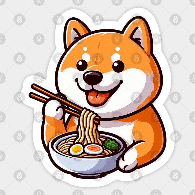 Shiba Inu Loves To Eat Ramen Sticker by Plushism